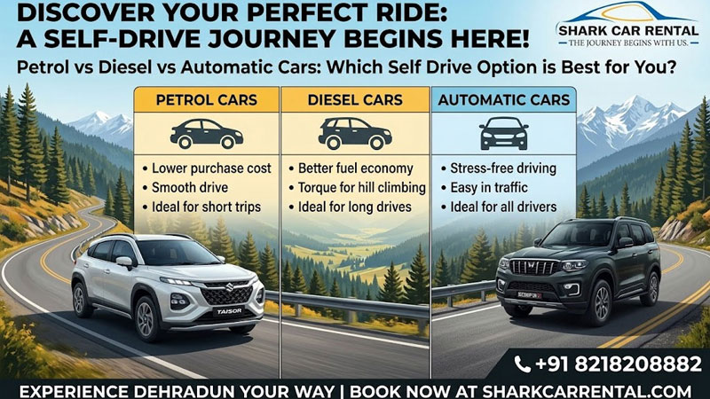 Petrol vs Diesel vs Automatic Cars: Which Self Drive Option is Best for You? | Shark Car Rental